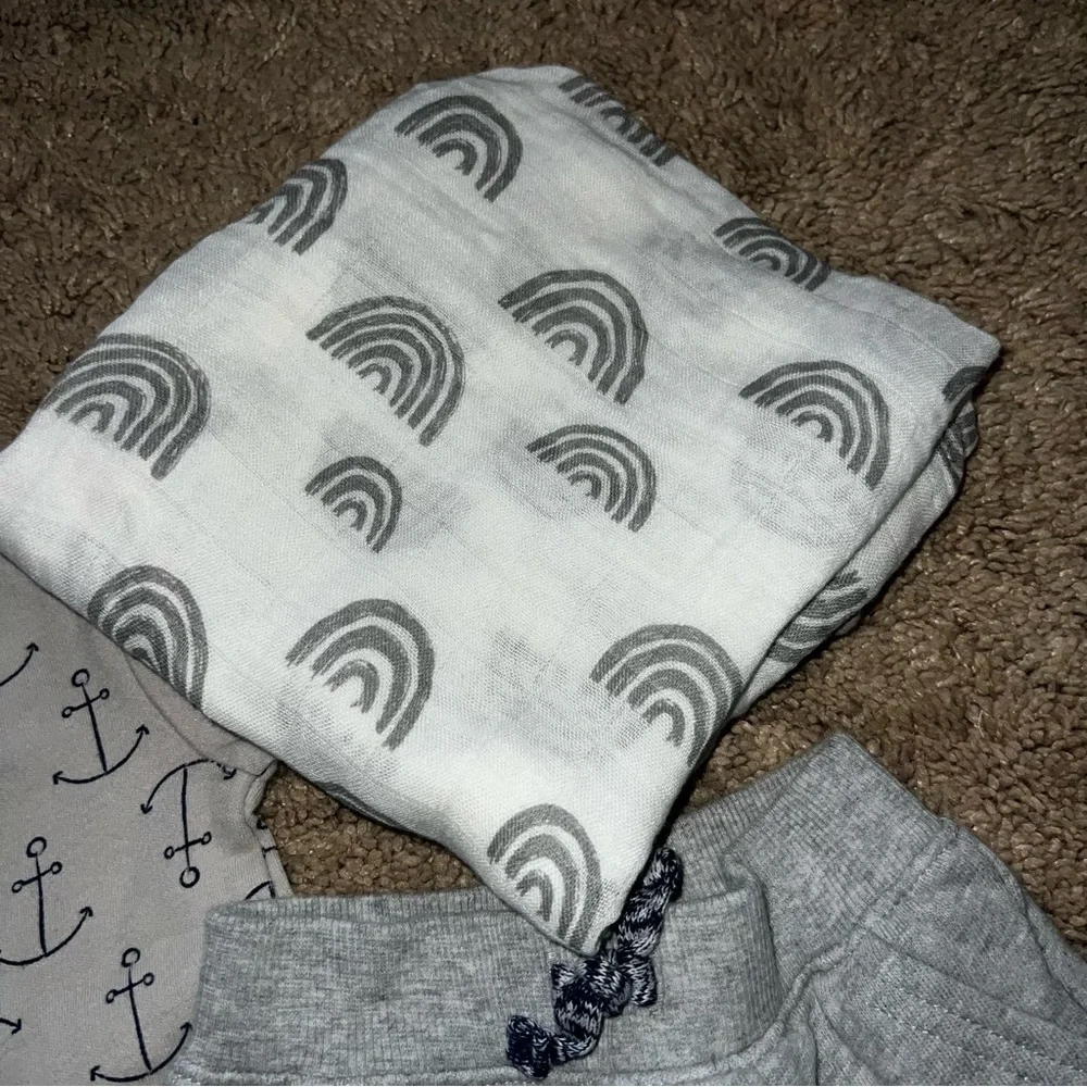 Carter’s Gerber and other Brands Baby Boy Bundle Gray and White Size NB-6 Mos